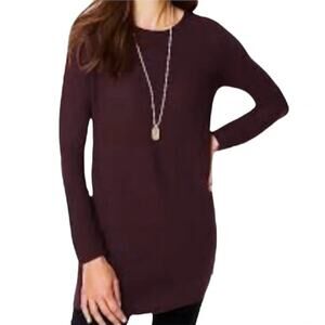 J. Jill Pure Merino Wool Washable Tunic Sweater Burgundy Red Size M